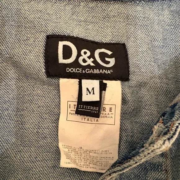 D&G by Dolce & Gabbana Women’s Denim Jacket with Black Velvet Collar - Picture 4 of 7